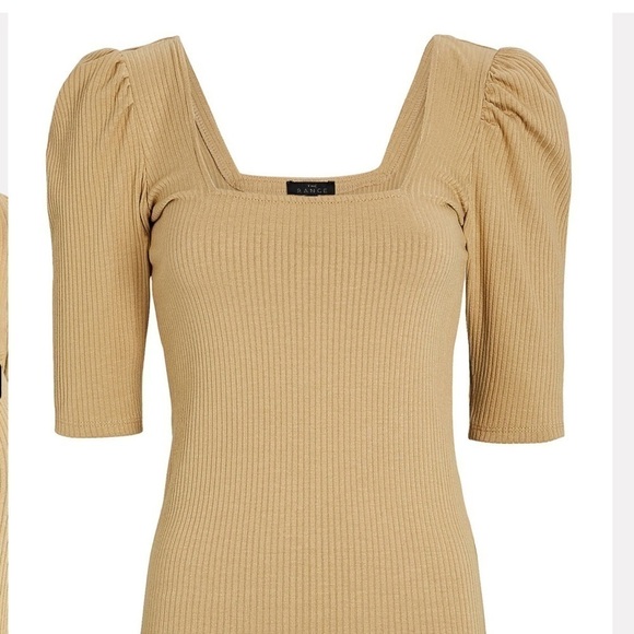 The Range Rib Knit Puff Sleeve Top NWOT in Beige Square Neck - Picture 6 of 6
